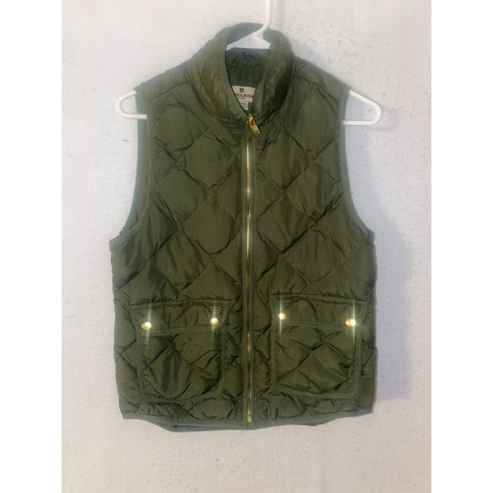 Woolrich Womens Small (38 in Bust) Green Goose Down Quilted Full Zip Vest